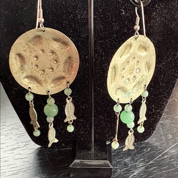 Large Bohemian Fish Dangle Earrings - Picture 4 of 4